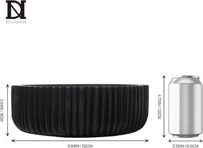 DN DECONATION Wooden Decorative Bowl, 9.84” Black Wood Fruit Bowl for Rustic Home Decor, Key Bowls for Farmhouse Decor Table Centerpiece Entryway Living Room Kitchen