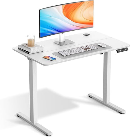 Electric Standing Desk Adjustable Height 40 x 24 Inch, Small Sit Stand Desk, Stand up Desk for Home Office, Computer Workstation (Spliced Desktop,White)