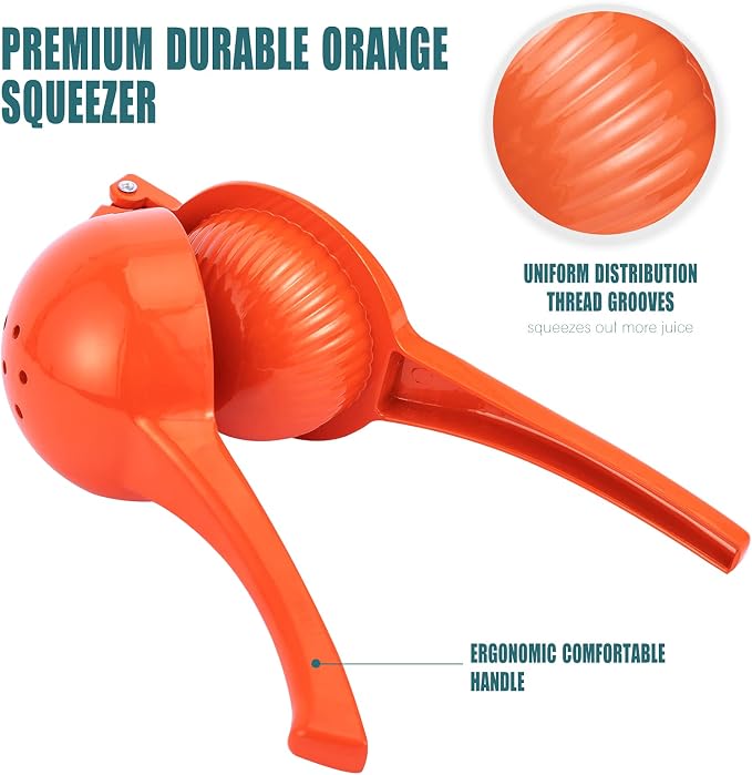 Y-ME Manual Juicer Citrus Lemon Squeezer, Fruit Juicer Lime Press Metal, Professional Hand Juicer Kitchen Tool(Orange)
