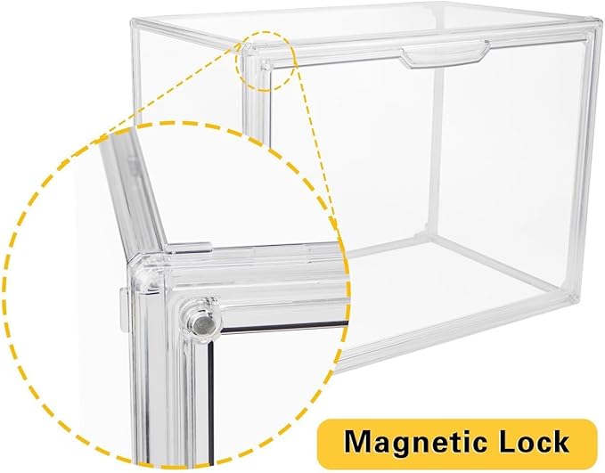 Clear Stackable Plastic Storage Bins with Lid, Dustproof Acrylic Display Case for Collectibles, Large Figures Showcase, Shoe Storage Box, Closet Organizer for Book Cosmetic Purse (L, Count, 1)