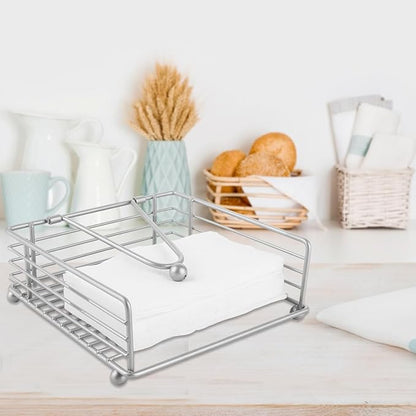 3PCS Napkin Holders for Paper Napkins, Silver Flat Napkins Holders, Metal Napkin Dispenser for Kitchen Tables, Farmhouse, Dinner, Outdoor