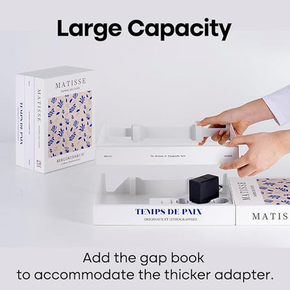 Book Shape Decorative Cable Management Box - Expandable Cable Organizer Box with Magnetic Closure for Home & Office (Blue Coral, Large)
