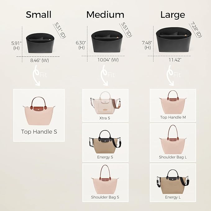 ZTUJO Purse Organizer Insert For Handbags For Le Pliage, Ultra-light Waterproof DupontPaper Upgraded Purse Organizer Insert (Black, Large)