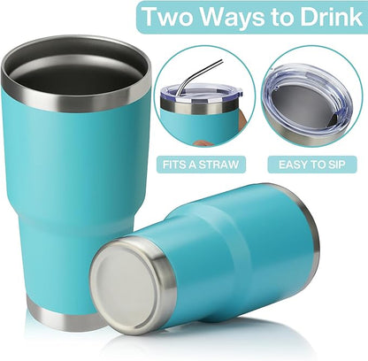 MEWAY 30oz Tumbler Double Wall Vacuum Insulated Travel Mug, Stainless Steel Tumbler with Lid, Durable Powder Coated Insulated Coffee Cup for Cold & Hot Drinks (Lake Blue,1 PACK)
