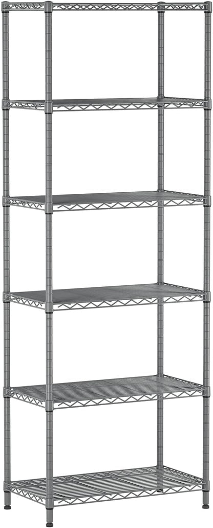 SINGAYE Shelf Wire Shelving Adjustable Storage Shelves Rack Standing Units for Kitchen Closet Laundry Bathroom Organizers Metal Pantry Narrow Mesh Gaps 14" D x 24" W x 72" H Grey