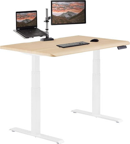 Vari ComfortEdge 48x30 Inch Electric Standing Desk – Height Adjustable Sit Stand VariDesk with Memory Presets, Sloped Edge, 220 LB Capacity + Tool-Free Assembly (Light Wood)
