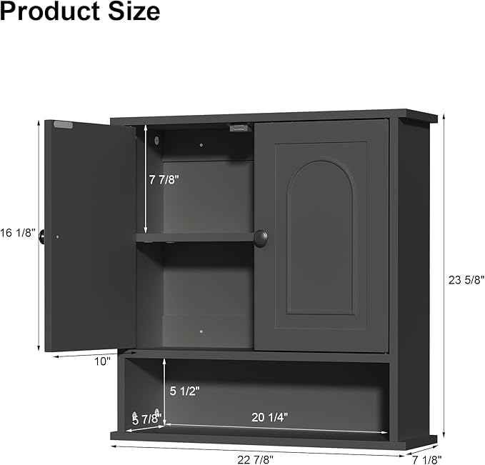 23x24 Medicine Cabinet for Bathroom,2 Doors White Bathroom Wall Cabinet with Arched,Over Toilet Storage Cabinet for Laundry Room/Kitchen/Living Room,Wall Mounted Bathroom Medicine Cabinets