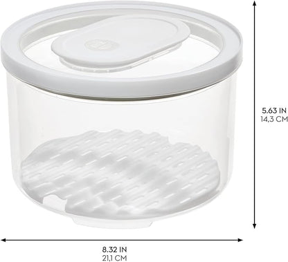 iDesign Round Fridge Produce Bin with Removable Drainage Tray and Lid - Set of 4 - Clear