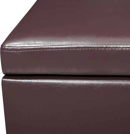 Homebeez 46" Faux Leather Storage Ottoman,End of Bed Bench,Upholstered Ottoman Bench with Storage for Living Room,Bedroom,Entryway