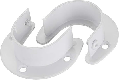 OwnMy 4 Packs Closet Rod End Supports Brackets 1-1/2" Diameter, U Shaped Stainless Steel Closet Pole Sockets Flange Rod Holder for Closet Wardrobe Shower Curtain (White)