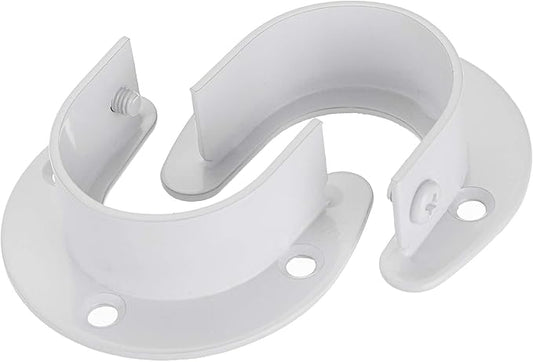 OwnMy 4 Packs Closet Rod End Supports Brackets 1-1/2" Diameter, U Shaped Stainless Steel Closet Pole Sockets Flange Rod Holder for Closet Wardrobe Shower Curtain (White)