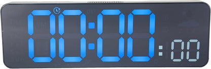 OceeK Large Digital Wall Clock, Digital Clock Large Display with Remote Control,Modern Electric Wall Clock 11",Black Frame Blue Big Digits