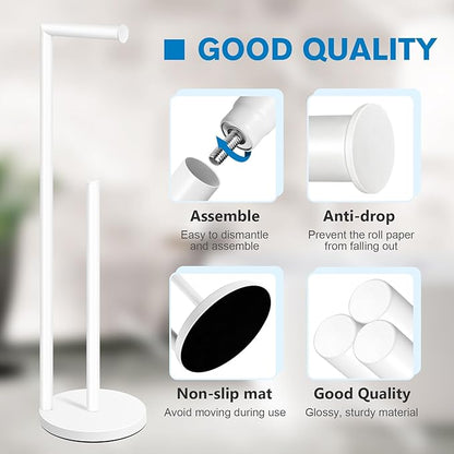 Toilet Paper Holder Stand,Toilet Paper Holder Free Standing,White Toilet Stand Holder for 4 Rolls,Toilet Paper Storage by Bathth
