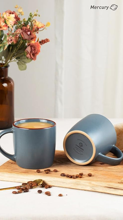 famiware Mercury Coffee Mugs 13 oz, Coffee Mugs Set of 4 with Handle, Cups for Latte, Hot Tea, Cappuccino, Mocha, Cocoa, Charcoal
