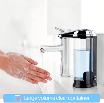 Secura 17oz Automatic Liquid Soap Dispenser, Touchless Battery Operated Hand Soap Dispenser with Adjustable Soap Dispensing Volume Control Dial, Personal Care Dispenser (Chrome-2Pcs)