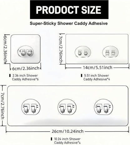 14 Pack Shower Caddy Adhesive Replacement, Waterproof Strong Shower Shelf Adhesive Hooks, No Drilling for Corner Shelf Basket, Bathroom Storage Shelves, Kitchen Racks and Soap Holde (14 Pack)