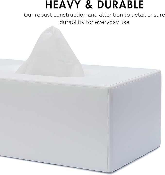 Yew Design Matte White Tissue Box Cover Rectangular, Facial Tissue Dispenser for Bathroom, Kitchen, Bedroom, Office, Hotel, Restaurant, Countertop, Nightstand, Car, and Desk
