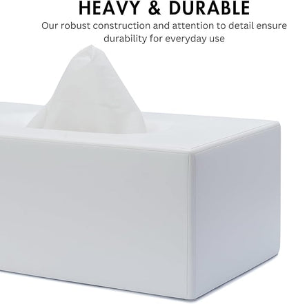 Yew Design Matte White Tissue Box Cover Rectangular, Facial Tissue Dispenser for Bathroom, Kitchen, Bedroom, Office, Hotel, Restaurant, Countertop, Nightstand, Car, and Desk