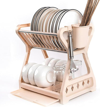 Dish Drying Rack Multilayer Versatile Countertop Plate Bowl Rack Cutlery Holder for Kitchen Countertop Cabinet