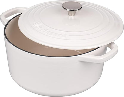 Enameled Cast Iron Dutch Oven Pot with Lid, for Bread Baking, Round Bread Oven- include Sourdough Bread Baking Supplies Set, 6QT, White