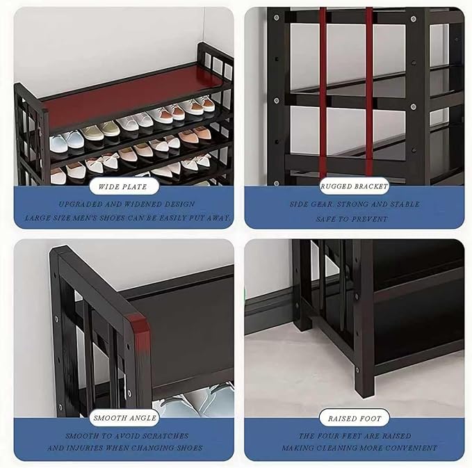 Tall Shoe Cabinet, 11 Tier Bamboo Shoe Rack, 40-45 Pairs Large Capacity Shoe Storage Cabinet Organizer, Narrow Shoe Shelf for Entryway, Hallway, Living Room
