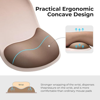 EooCoo Ergonomic Mouse Pad with Gel Wrist Rest Support Middle Concave Design, Relieve Wrist Pain Mousepad, Non-Slip Base for Laptop, Office Desk Accessories, Carpal Tunnel Syndrome