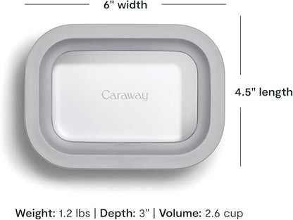 Caraway 2pc Glass Food Storage Set - 2.6 Cup Food Containers (2) - Non-Toxic Ceramic-Coated Glass - Air Release Technology - Compact & Stackable Design - Gray