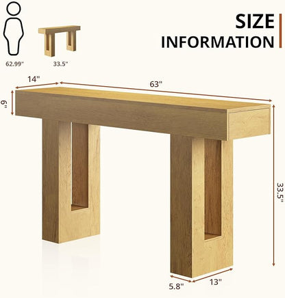 63 Inches Long Console Table for Entryway with Drawers, Wooden Sofa Table Behind Couch, Entry Table for Living Room, Foyer, Hallway, Natural