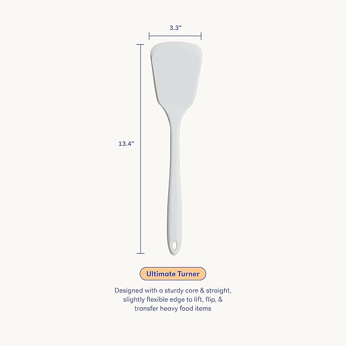 GIR: Get It Right Silicone Kitchen Spatula Turner - Non toxic cooking utensils for Nonstick Cookware, Cooking and Baking, Ultimate - 13IN - Studio White