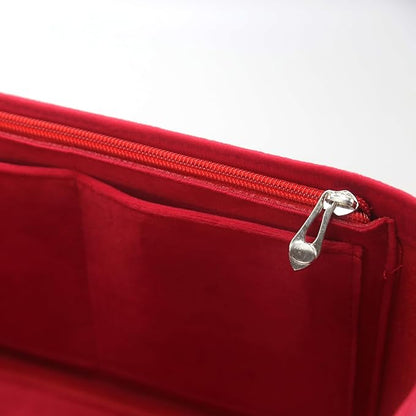 Purse Organizer Insert, Suede Bag Organizer Handbag Tote Shaper, Suede Material, Soft and Non Damaging Bag (Small,Red)