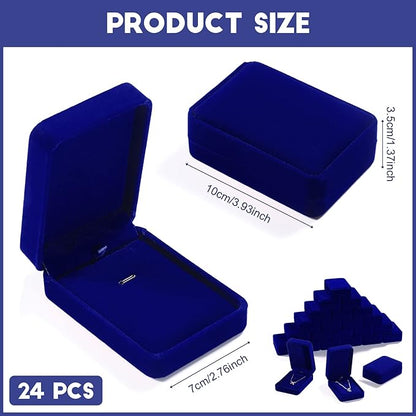 24 Pcs Necklace Pendant Box Velvet Jewelry Storage Display Case Ring Earring Pendant Jewelry Boxes Pearl Necklace Holder Gift Boxes for Christmas Wedding Engagement Birthday Anniversary(Royal Blue)