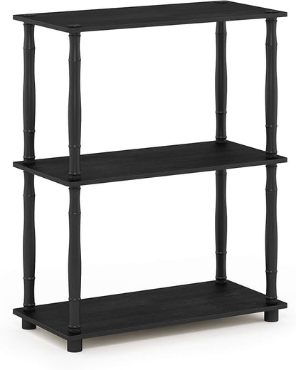 Furinno TURN-N-TUBE Storage Shelves, 3-Tier Book Shelf, Corner Shelf, Toolless Open Shelves, for Organization and Storage, Living Room, Garage, Home Office, Americano