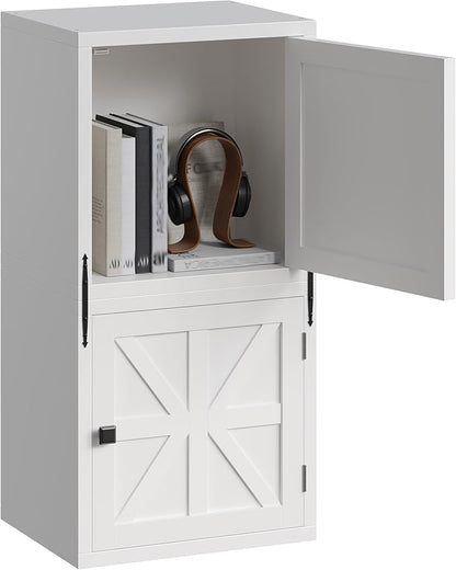 2-Tier Stackable Cube Storage Organizer, DIY Cube Storage Bookcase with Doors & Anti-Tip Design, Book Shelf for Bedroom, Office, Dorm,15" W x 11.81" D x 30" H, White