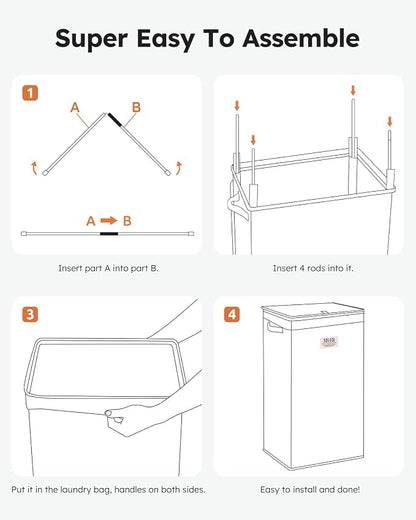 SOLEDI Laundry Hamper with Lid 100L Large & Tall Collapsible Laundry Basket, Clothes Hamper with Bag Removable Easy to Carry, Dirty Hampers for Bedroom, Bathroom, Dorm, College, Beige