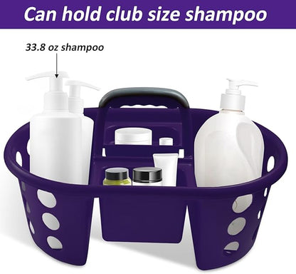 Large Shower Caddy Portable 2PC - Made in USA Plastic Jumbo Size Dorm Storage Candy Tote with Handle Shower Organizer for Bathroom, Pantry, Kitchen, College Dorm, Purple
