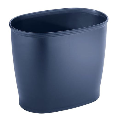 iDesign Slim Plastic Bathroom Trash Can, Small Garbage Bin for Bedroom, Office, Desk, Dorm, 2-Pack, Navy