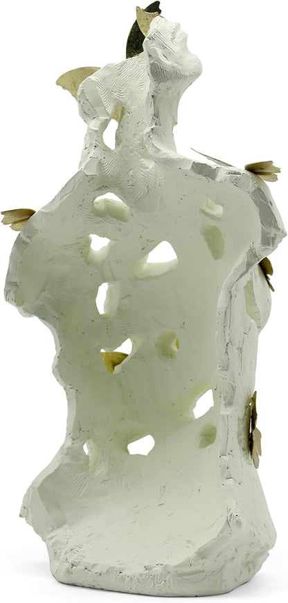 Lukitas Abstract Female Bust with Butterflies Sculpture, Aphrodite Statue, Body Figurine Art Decor, Beauty of Defects, Greek Goddess Bust Ornament for Office Living Room Desk Shelf, Beige, Resin 16"