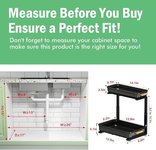 ARSTPEOE Under Sink Organizer - 2 Packs Multi-Purpose Pull-Out Storage Organizers, Slide out Pull out Cabinet Organizer Shelf, Storage for Kitchen Bathroom