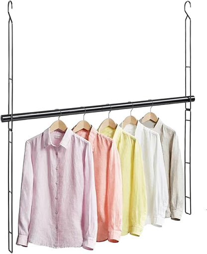 Hanging Closet Rod 31.89in Adjustable Height, Closet Extender Hanging Bar for Closet Rod Heavy Duty Closet Organizer, Black