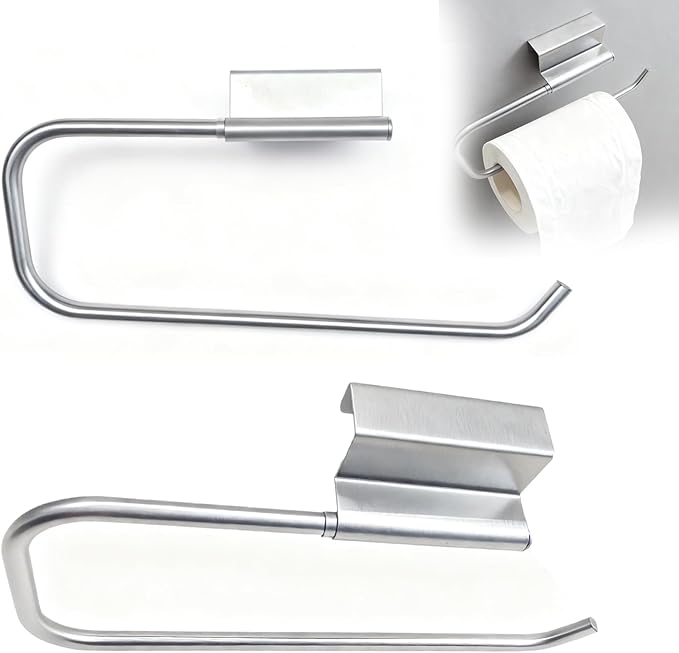 2PCS 12.4 Inch Cabinet Door Paper Towel Holder, Under Sink Mount Paper Towel Rack Organizer for Kitchen Bathroom Laundry Room Camper, Tissue Storage