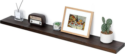Marsmiles Wood Floating Shelves | 48 Inch Dark Wood Wall Shelves Set of 1 | 48" W x 6.7" D Rustic Wooden Shelves for Bathroom Kitchen Living Room Bedroom