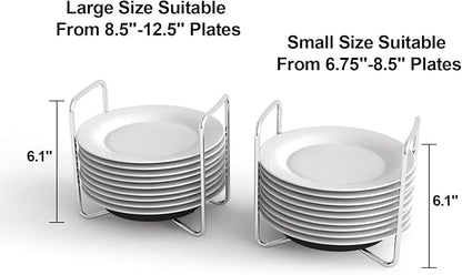 Dish Rack for Kitchen Countertop Organizer - Bamboo Plate Organizer for Cabinet Space Saver, Adjustable Stainless Steel 304 Plate and Bowl Holder with Portable Handle for Drawer Cupboard Shelf RV