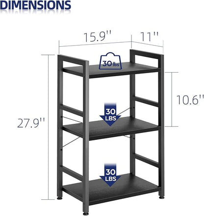 NUMENN 3 Tier Slim Bookshelf, Bookcase Shelf Storage Organizer, Modern Book Shelf for Bedroom, Living Room and Home Office, Black
