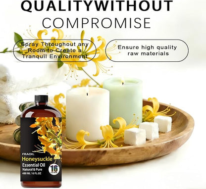 Honeysuckle Essential Oil, Honeysuckle Oil 16 Fl Oz 480ML for Diffuser Humidifier Yoga Cleaning DIY Candle Soap Making Essential Oils