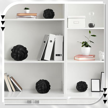 Wenqik 3 Pcs Knot Decor, Link Coffee Table Bookshelf Decor Accents, Ceramic Decorative Objects, Modern Home Minimalist Book Shelf Aesthetic Decoration, 3 Sizes (Matte Black)