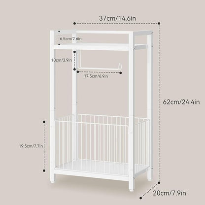 IBUYKE Freestanding Toilet Paper Holder Stand with Storage Shelf,Bathroom Toilet Tissue Roll Dispenser with Extra Space for Rolls, Magazines, Wet Wipes White TLJ020W