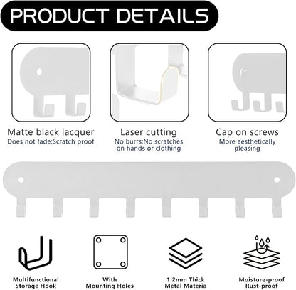 2 Pack Key Holder Wall Mount, Wall Mount Key Holder, Keys Holder On Wall, Key Hooks with 8 Hooks, Key Rack for Wall No Drill for Living Room, Kitchen, Bathroom, Garage (White)