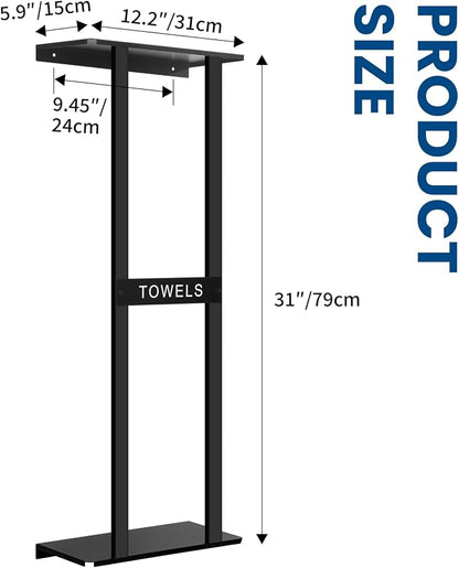 Bathroom Towel Storage Rack, Wall Mounted Bathroom Towel Rack, 30 inch Heavy Duty 6 Large Towels, Wall Mounted Towel Rack for Rolled Towels, Black