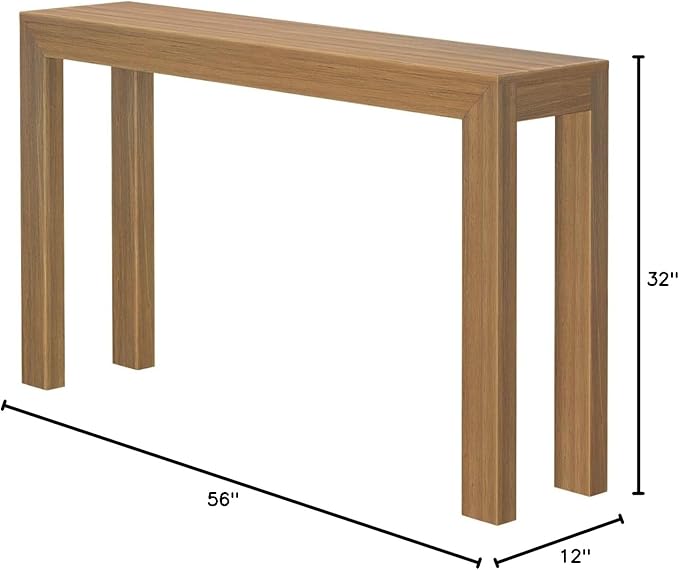 Plank+Beam Modern Solid Wood Console Table, 56 Inch, Sofa Table, Narrow Entryway Table for Hallway, Behind The Couch, Living Room, Foyer, Easy Assembly, Pecan