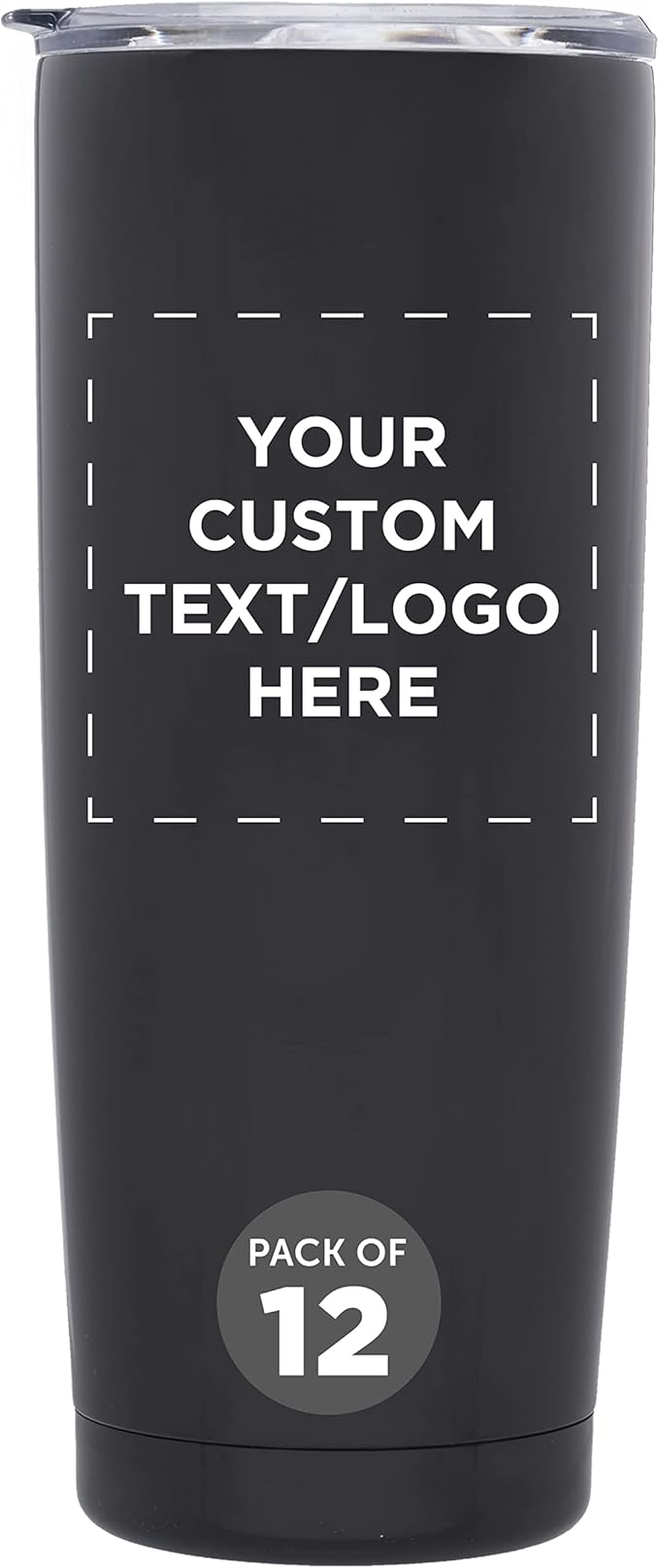 Custom Pipette Stainless Steel Coffee Tumblers 20 oz. Set of 12, Personalized Bulk Pack - Double Wall, Perfect for Coffee, Hot Cocoa, Other Hot & Cold Beverages - Black